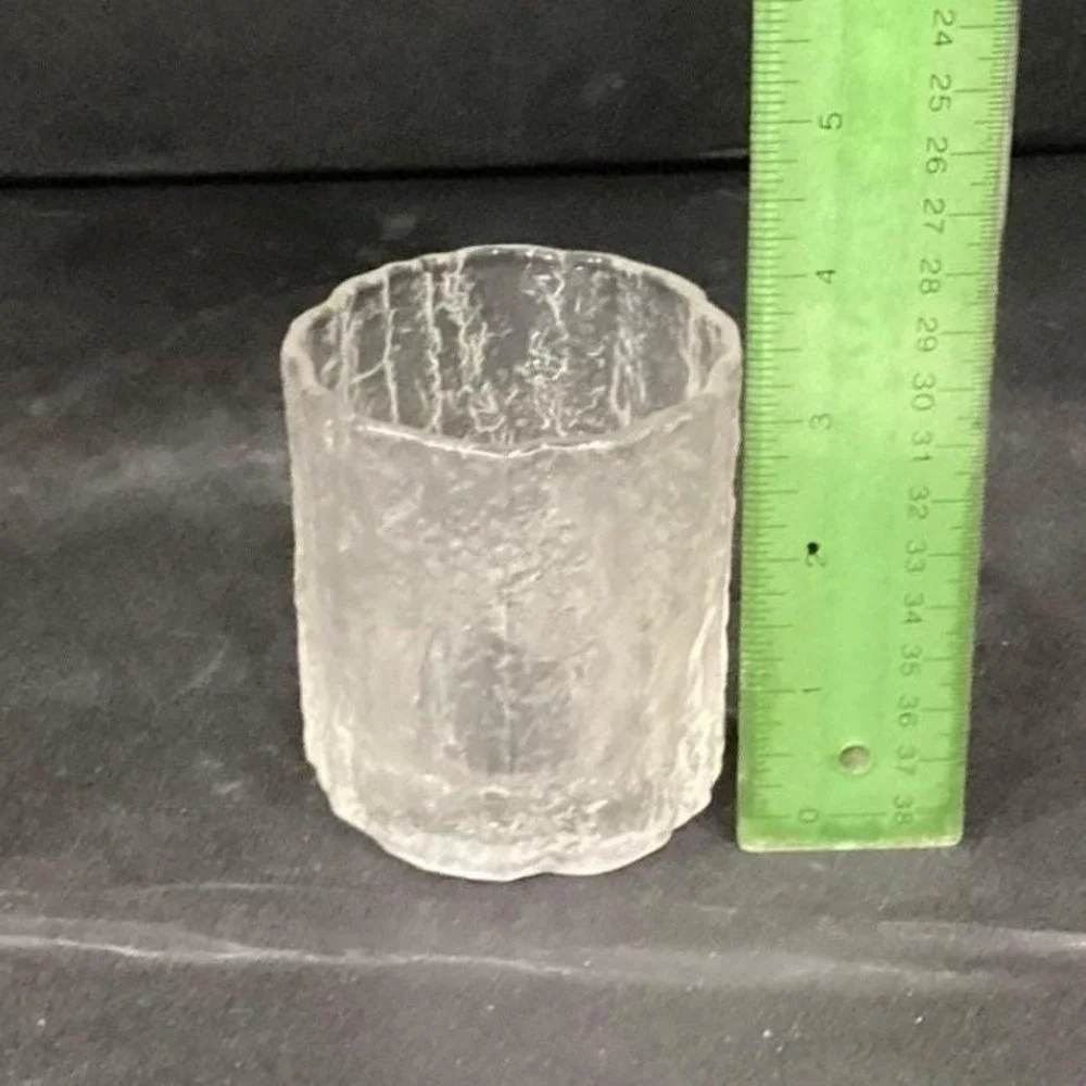Hoya Glacier Ice Bark Crystal Rocks Glasses, Set of 4, Textured Lowball Tumblers
